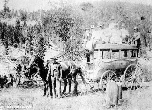 Stagecoach and Passengers, Belt, Cascade County, Montana