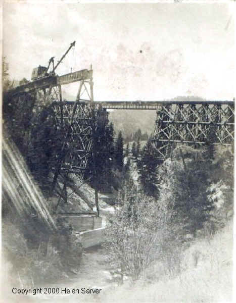 Building a Railroad Trestle or Bridge, Cascade, Cascade County, Montana