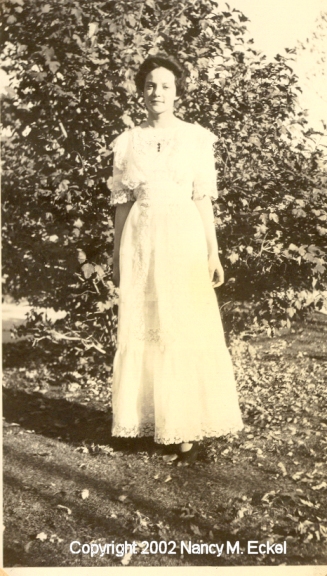 Dorothy May Shabel Wearing Her Mother's Graduation Dress