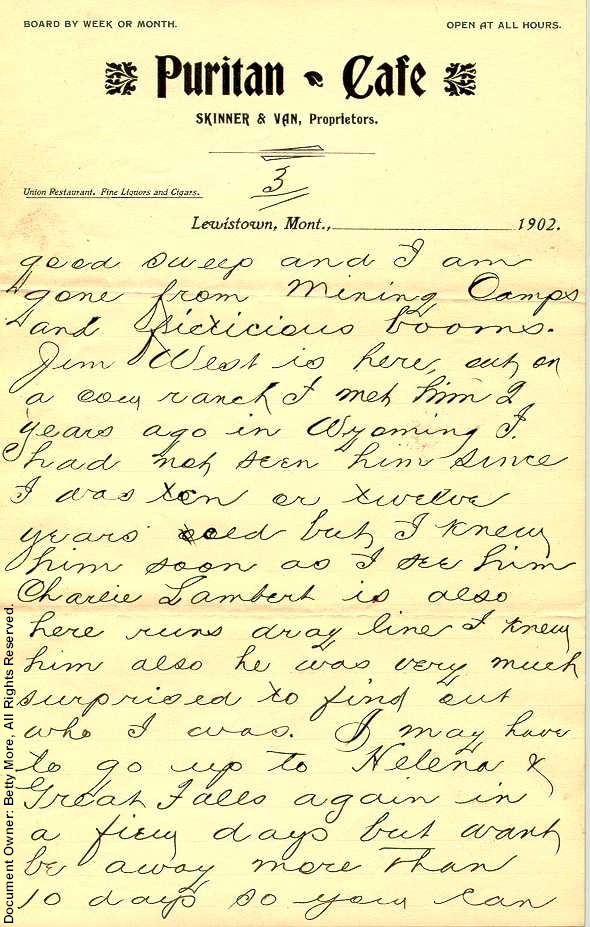 Swaggart letter to Parents November 1902