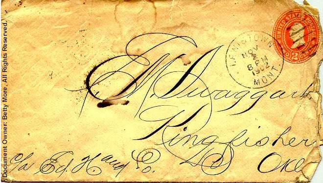 Swaggart letter to Parents November 1902 Envelope