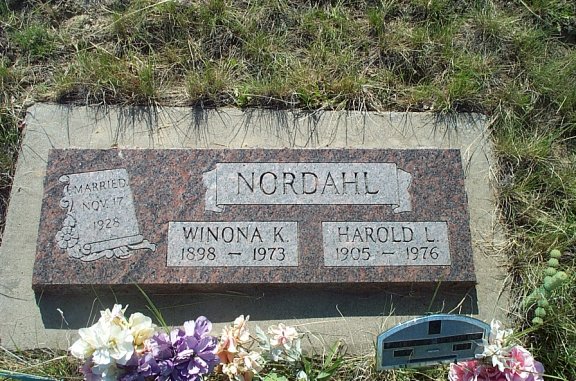 Harold and Winona Nordahl Grave Marker, Nordahl Cemetery, Musselshell River Breaks