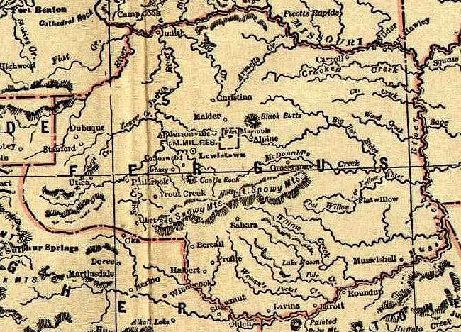 1893-1895 Map of Fergus County, Montana