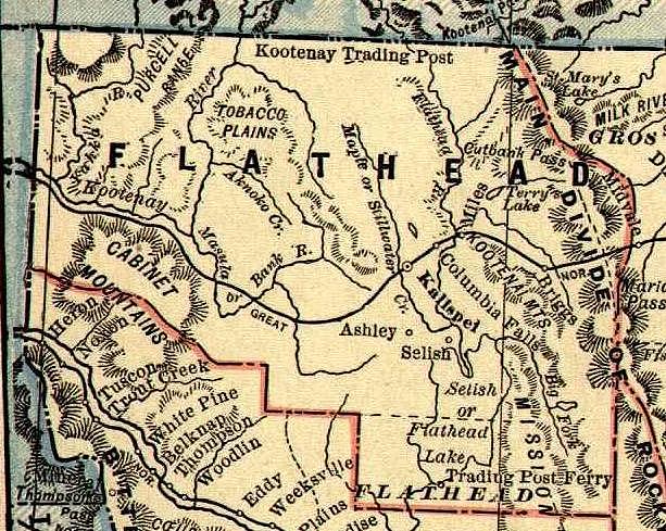 1893-1895 Map of Flathead County, Montana