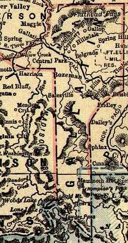 1893-1895 Map of Gallatin County, Montana