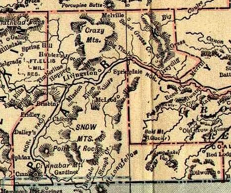1893-1895 Map of Park County, Montana