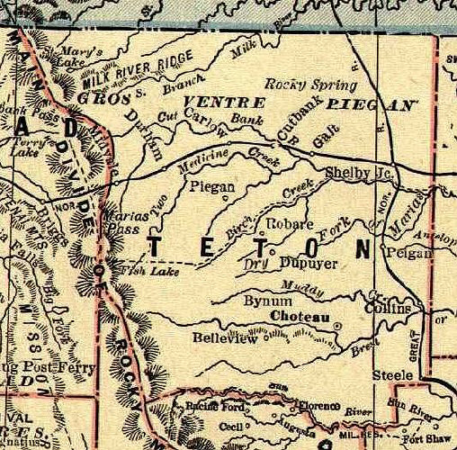 1893-1895 Map of Teton County, Montana
