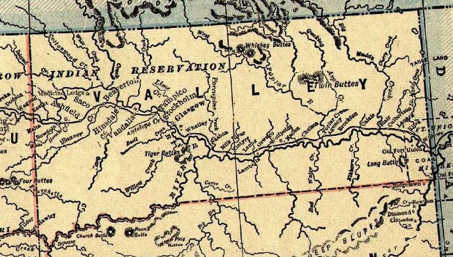 1893-1895 Map of Valley County, Montana