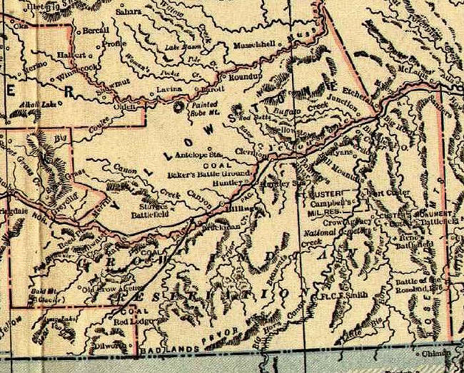 1893-1895 Map of Yellowstone County, Montana