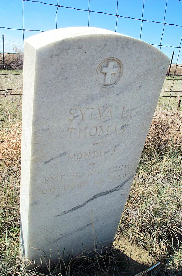 Private Sylva L. Thomas Montana 16 Infantry 1 Division Shay Cemetery, Shay, Petroleum County, Montana