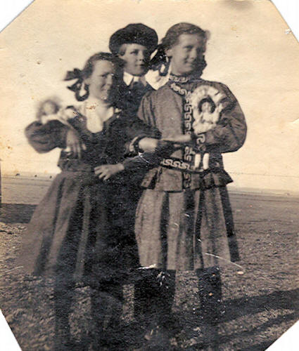 Clara Minnie Corson, and 2 Unknown Children, circa 1904, Choteau, Teton County, Montana