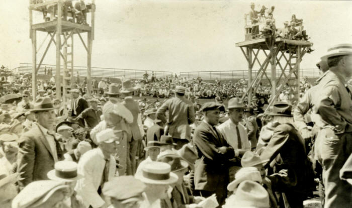 Crowd for Dempsey and Gibbons Fight 1923 Shelby, Toole County, Montana