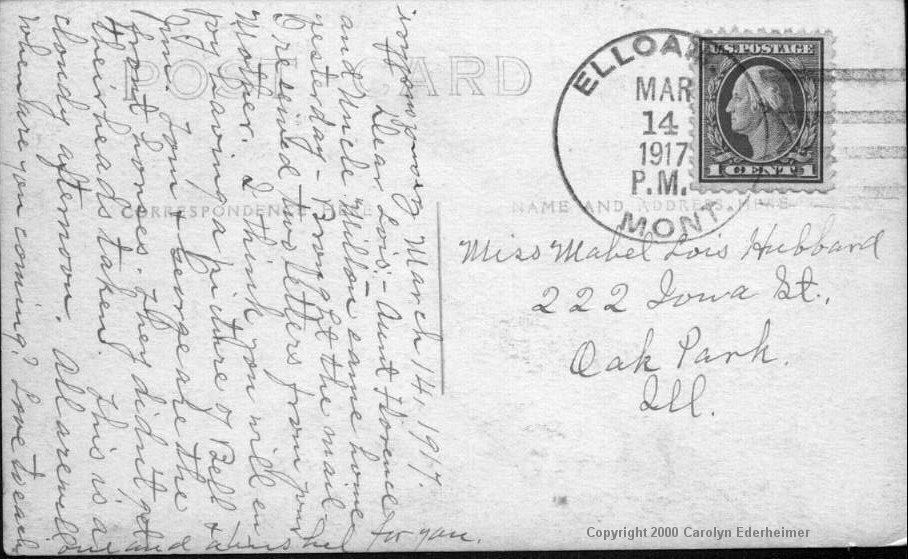 The Hopkins Family, on Sled -1917-Postcard Back