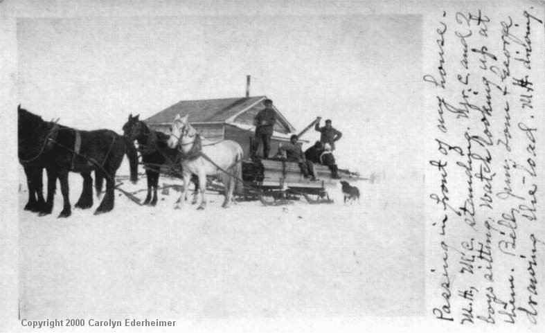 The Hopkins Family, on Sled -1917-Postcard Front