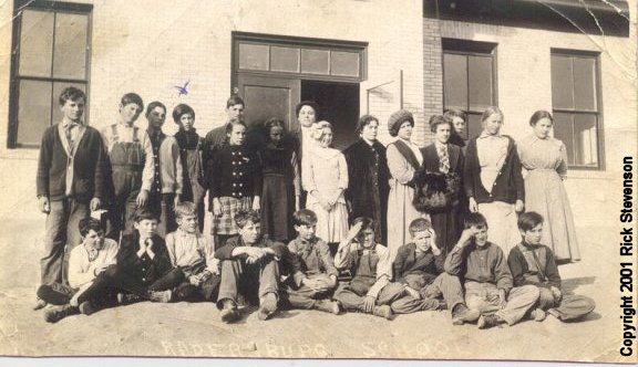 Radersburg School circa 1913 - Postcard
