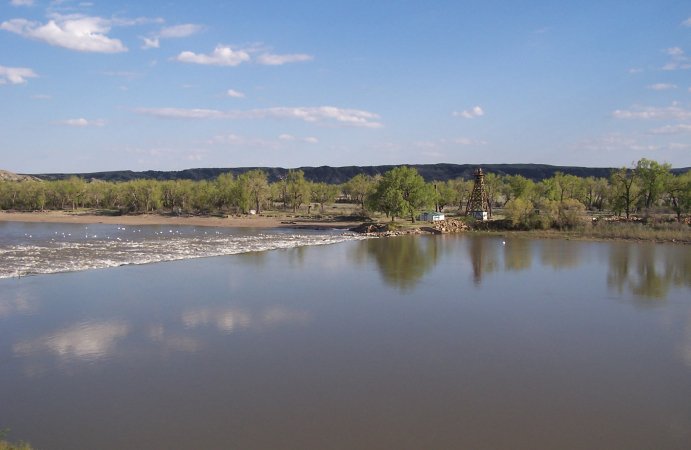 Trolley Tower on the Yellowstone River at Intake, Dawson County, Montana