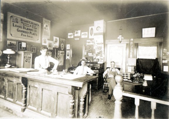 Byron Clow Inside Land Office 1914