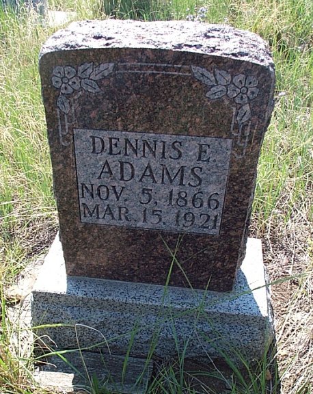 Dennis E. Adams Gravestone, Coon Cemetery, Musselshell River Breaks