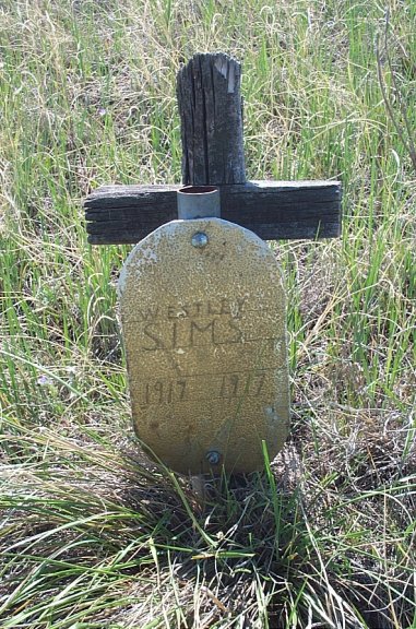 Westley Sims Grave Marker, Coon Cemetery, Musselshell River Breaks