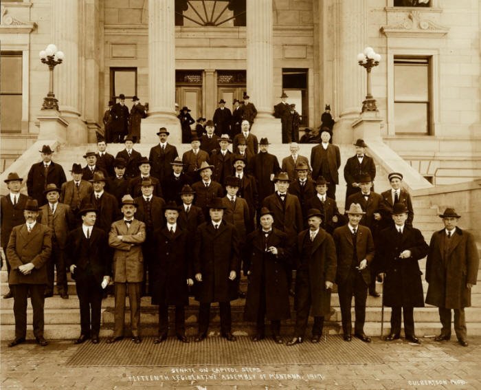 Senate on Capitol Steps, Fifteenth Legislative Assembly 1917 Helena, Lewis and Clark County, Montana