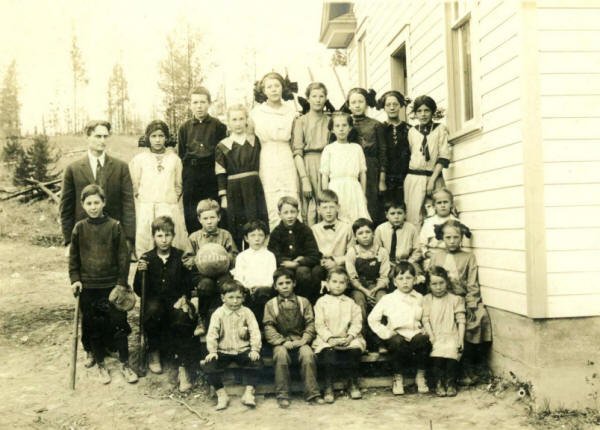 Class at Robert's Mill School Fortine, Lincoln County, Montana