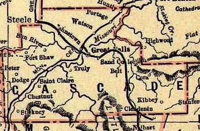 1893-1895 Map of Cascade County, Montana
