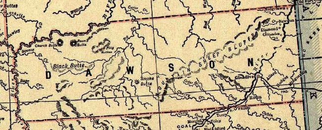 1893-1895 Map of Dawson County, Montana