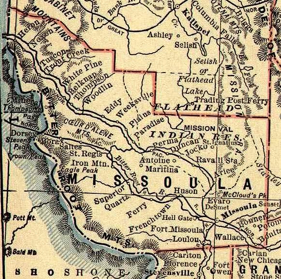 1893-1895 Map of Missoula County, Montana