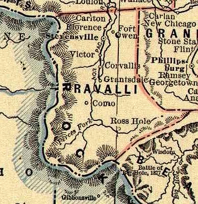 1893-1895 Map of Ravalli County, Montana
