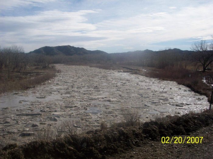 Ice Jam on Musselshell River, Petroleum County, Montana