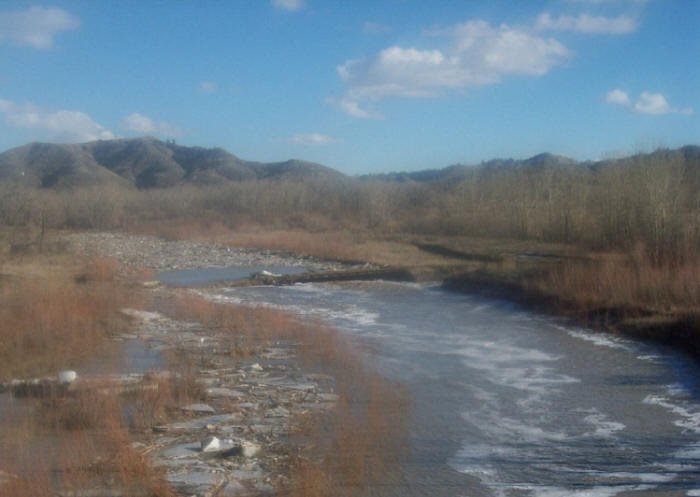 Ice Jam on Musselshell River, Petroleum County, Montana