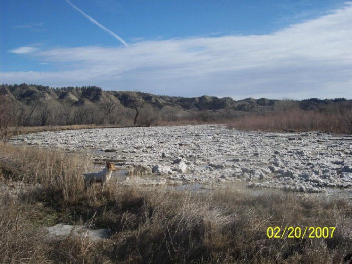 Ice Jam on Musselshell River, Petroleum County, Montana