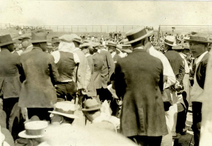 Crowd for Dempsey and Gibbons Fight 1923 Shelby, Toole County, Montana